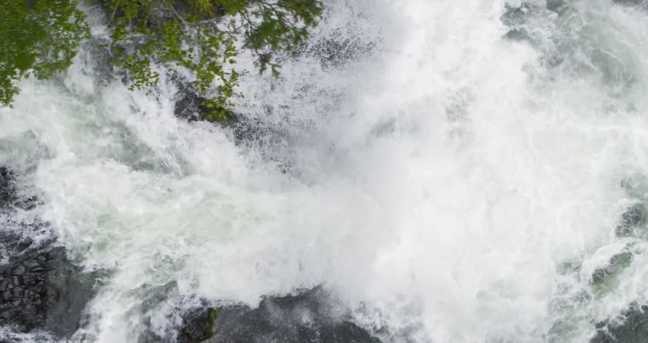 Aerial of a waterfall viewed from above