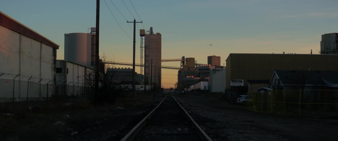 Railway tracks going through a small town