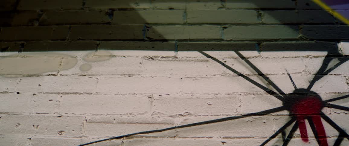 View of a painted brick wall