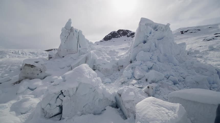 Snow is covering the arctic landscape