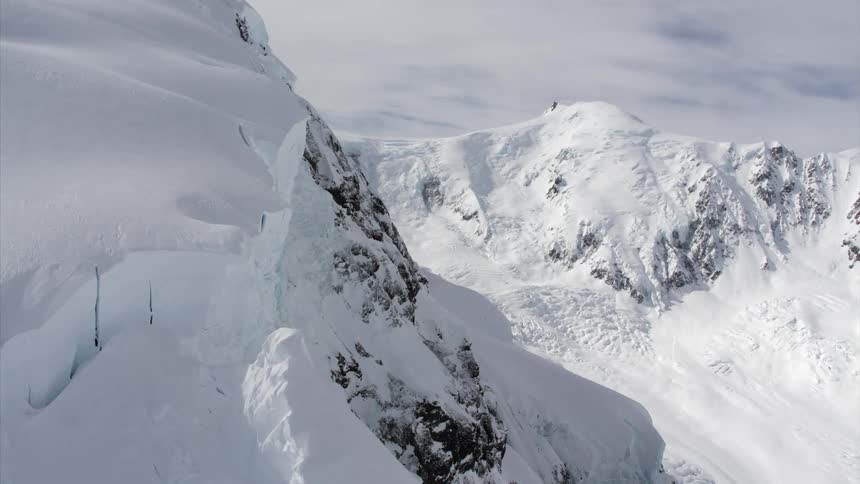 Aerial view of snow capped mountains