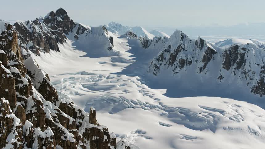 A snow covered mountain range