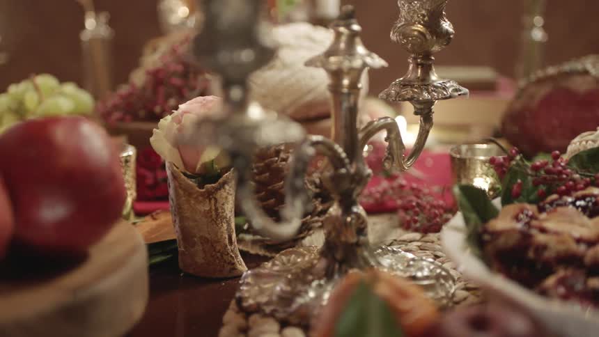 Food is displayed on a table