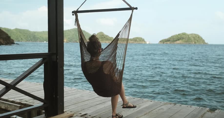 Woman enjoying tropical vacation