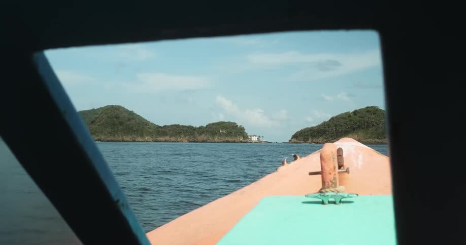 View of tropical islands from inside a boat