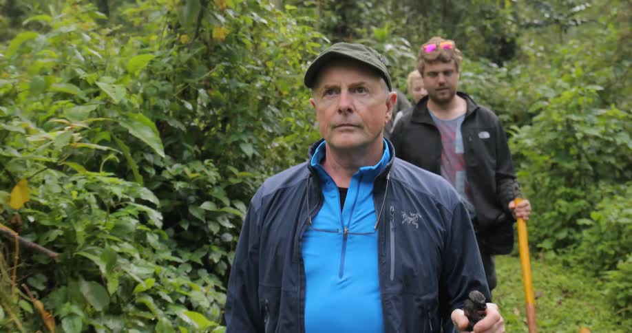Hikers walk in the wilderness