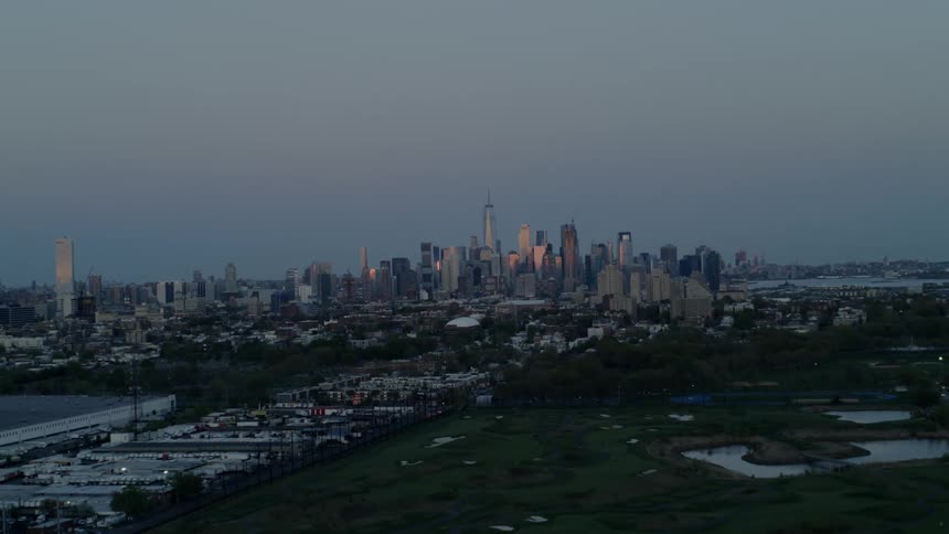 A view of a city skyline is displayed