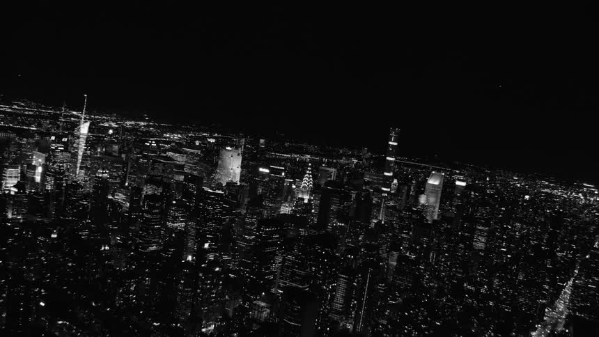 Aerial view of the illuminated city
