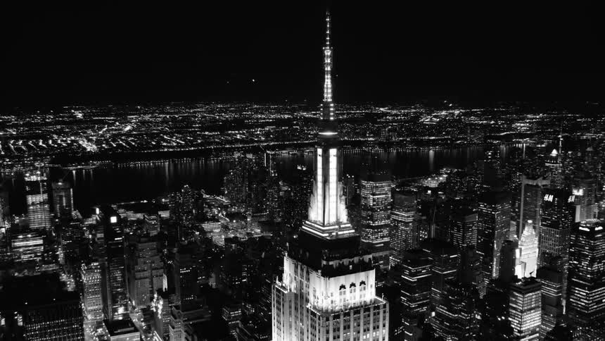 The city is highlighted in lights from all the buildings