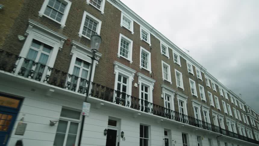 The terrace runs the line of apartment buildings
