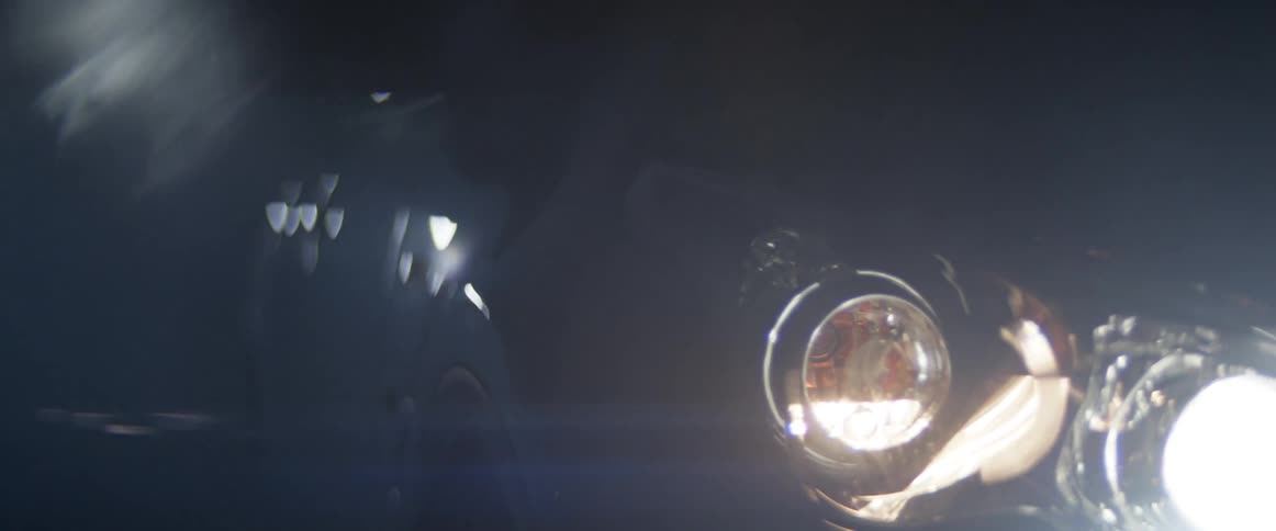 Car headlights at night