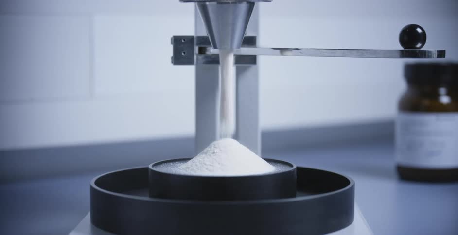 White powder being measured in a laboratory
