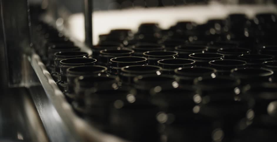 Pieces of product move along an assembly line