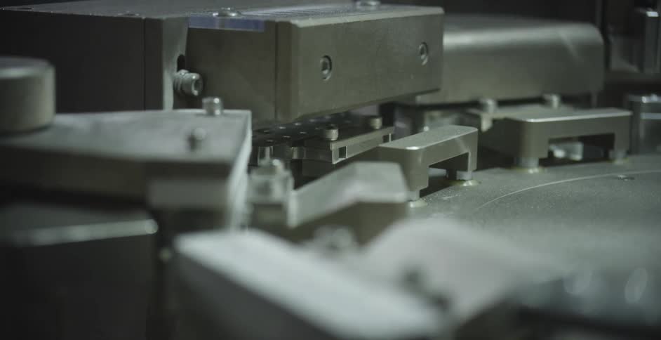 A machine in a factory rotating