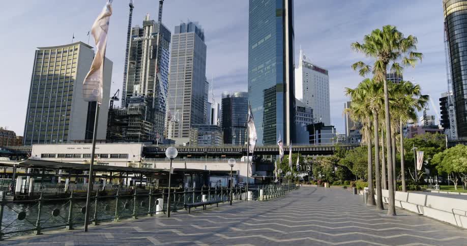 A downtown city is displayed during midday