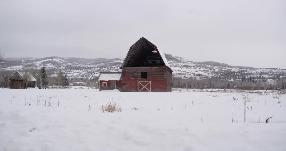 A farmland area is displayed during winter