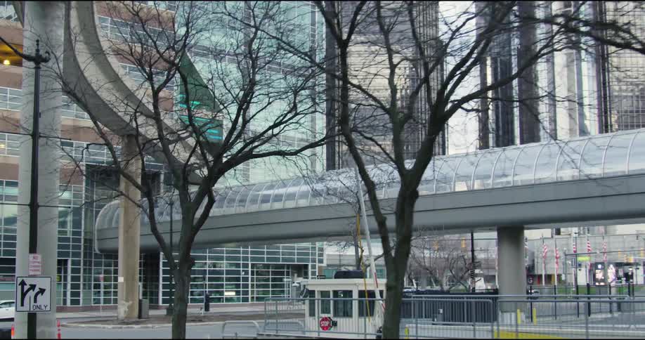 A train station in a city