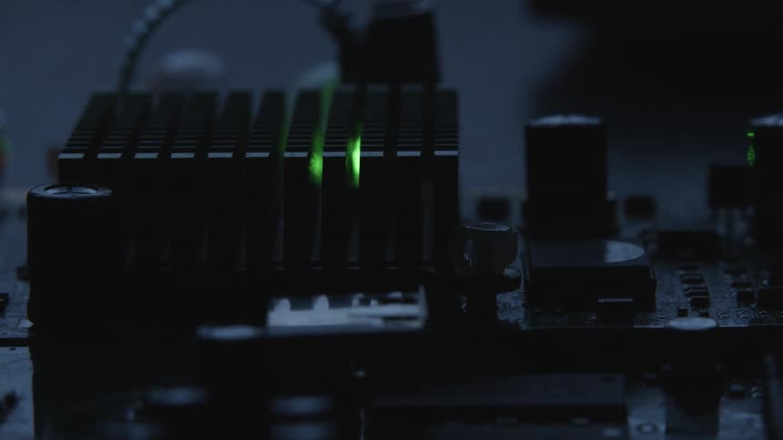 Lights flicker and flash on an open tech circuit board