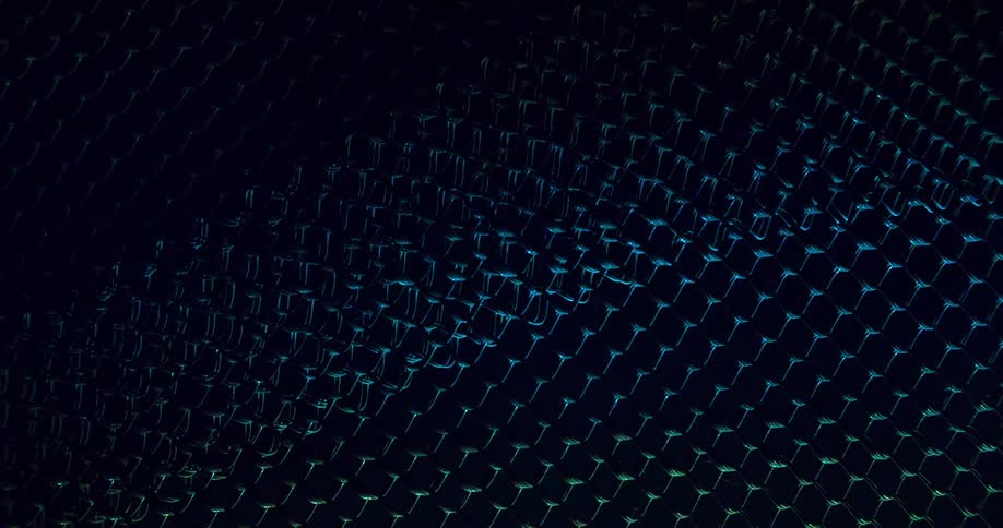 Colorful lights blink on an off flickering and forming mesh shape
