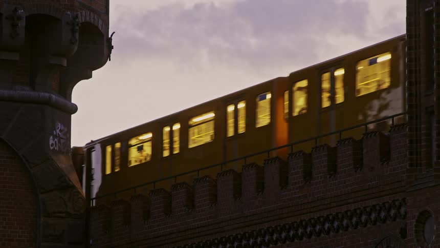 A train travels across a bridge