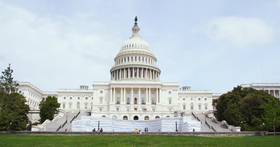 A view of a government building is displayed