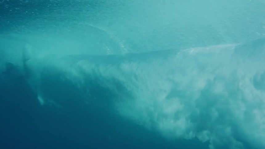 Underwater footage of a passing sea wave