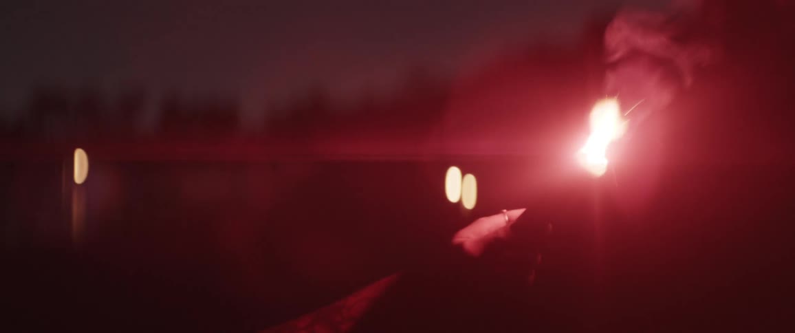 The flare glows in the dark