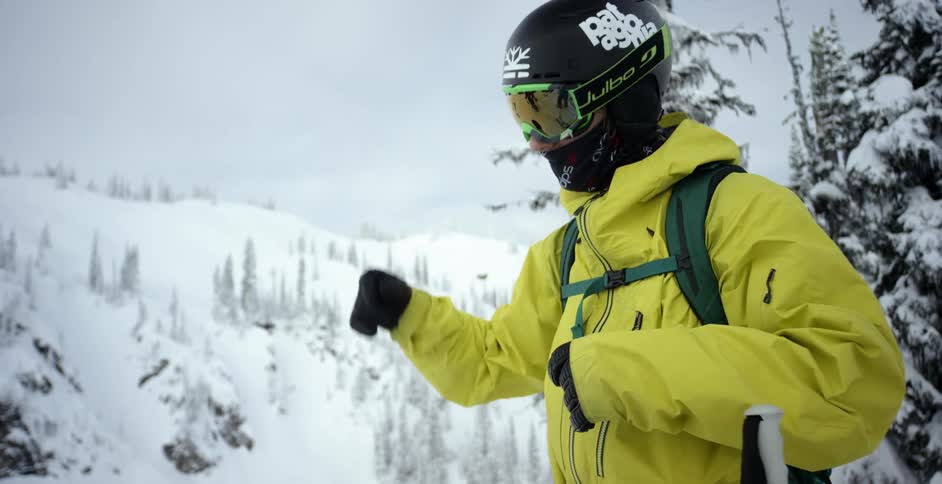 A skier outside in a white landscape