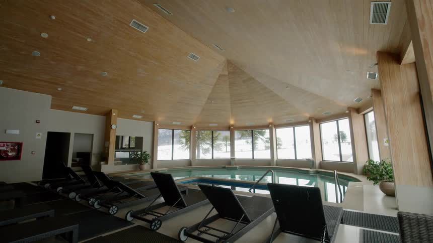 A swimming pool in a nice building