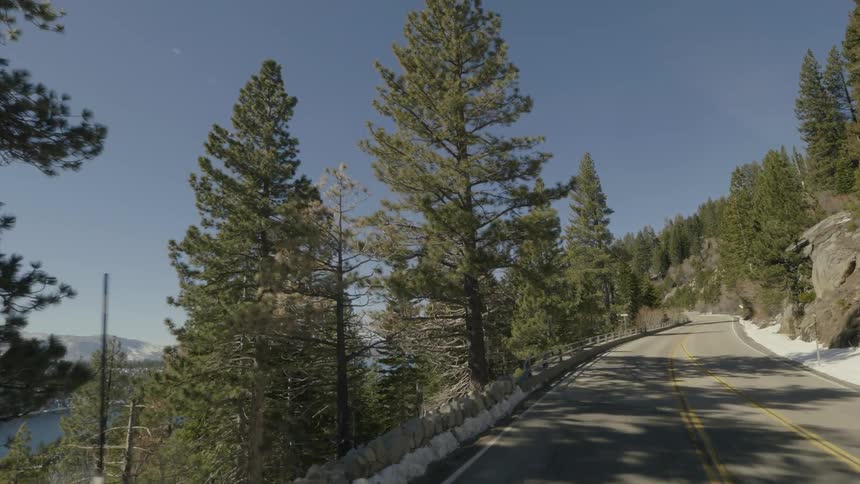 View of driving along a mountain road