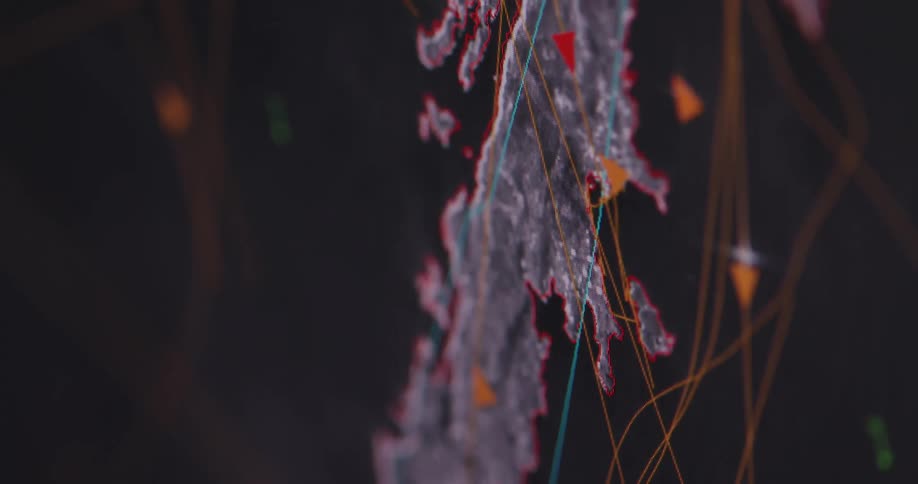 Finger touches screen displaying map graphic