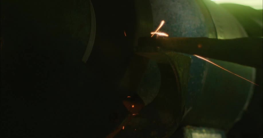 A welder welds the broken pipes