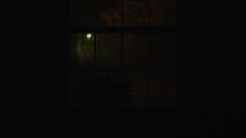 Lightning flashes outside a homes window