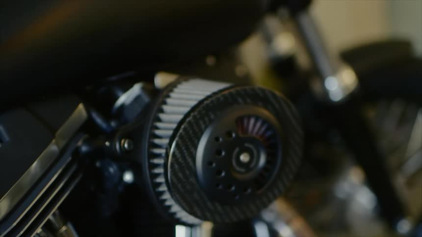 The frame and motor of a motorcycle