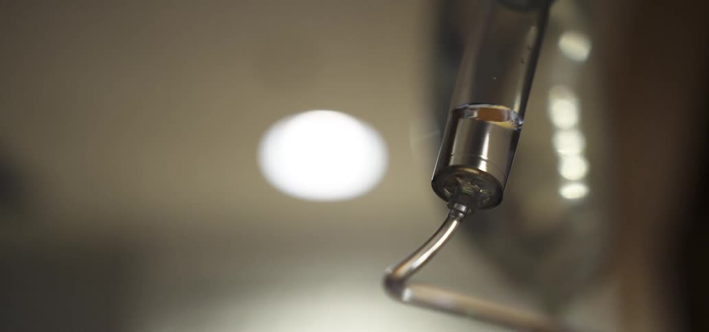 Liquid medicine inside a tube ready to be injected