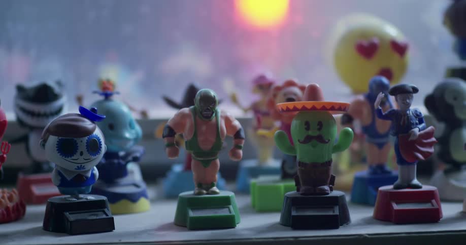 Moving toys on the shelf near a window