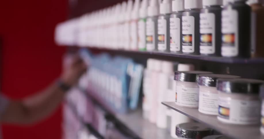 Products displayed neatly and organized on a shelf in a store