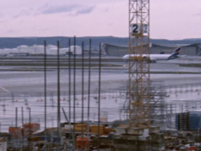 Airplane preparing to take off from the airfield