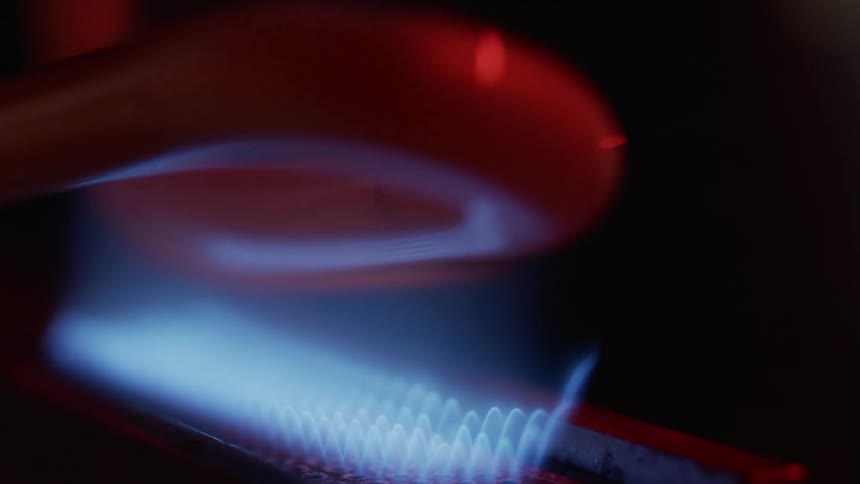 The torch is heating the glass