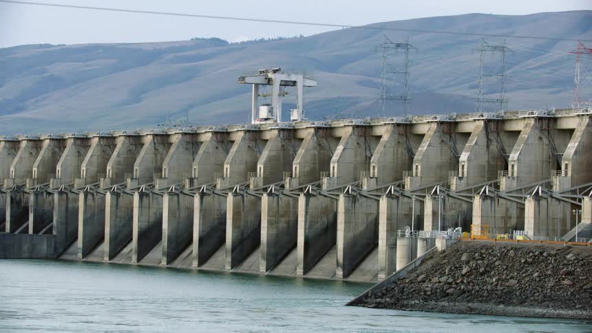 The Dalles Hydroelectric Dam in Oregon on the Columbia River