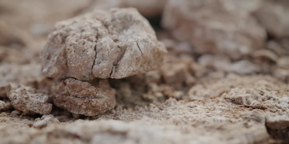 Pieces of rock scattered around