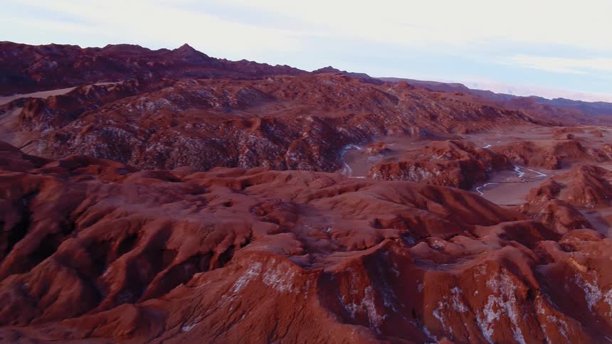 Landscape view of dirt hills in a desert