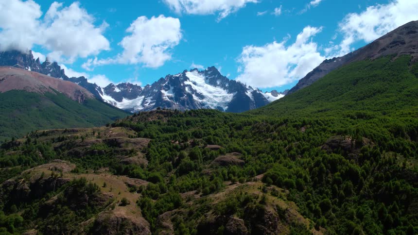 A forest grows between two hills