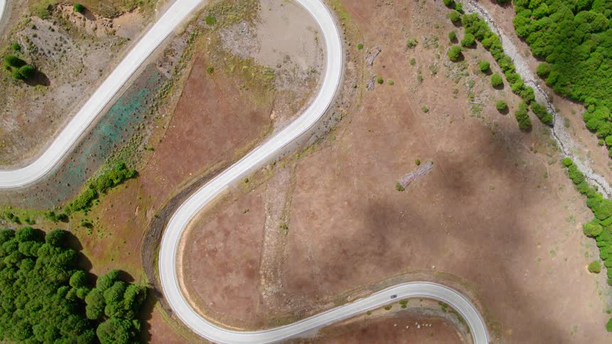 Aerial view of a road on the countryside
