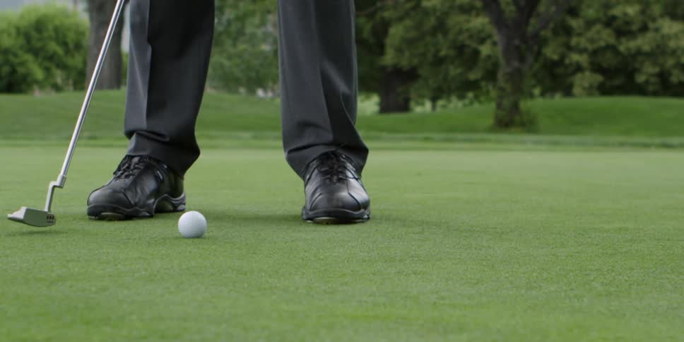 A man is playing golf outdoors