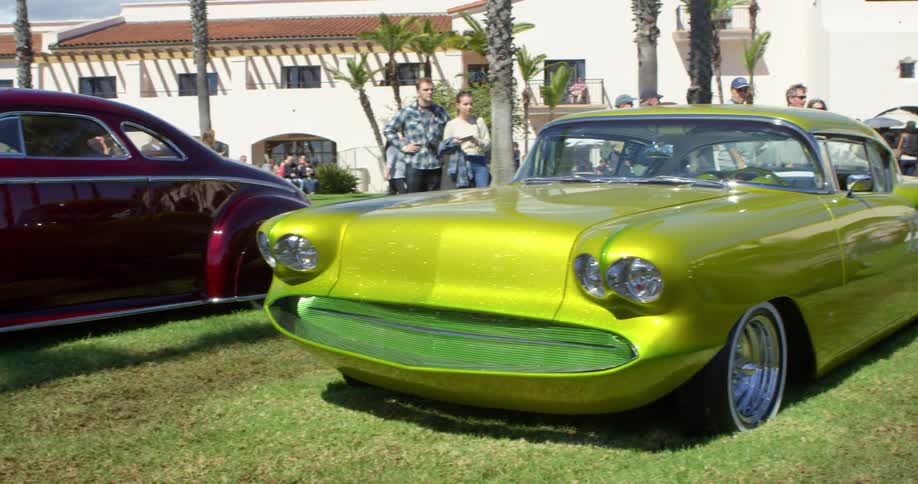 Cars are displayed in a store