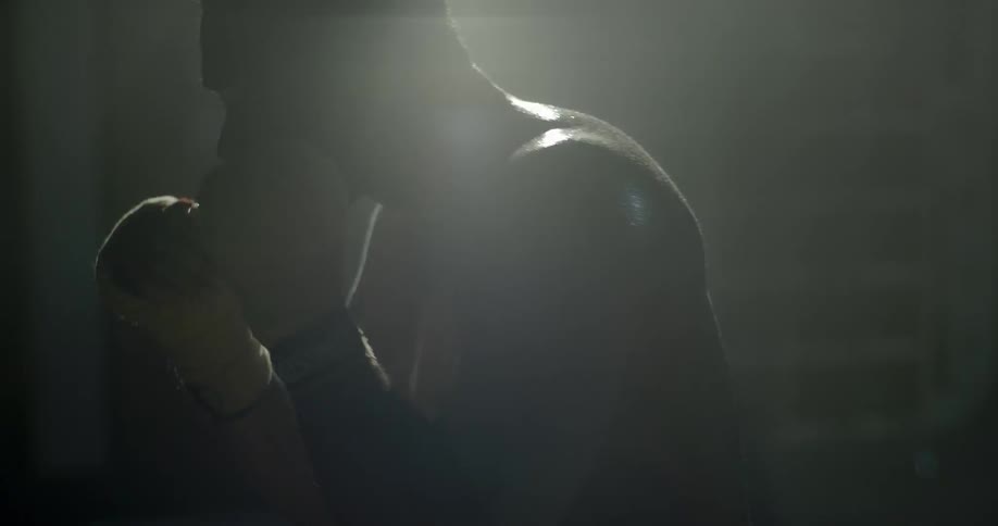A man practicing boxing moves