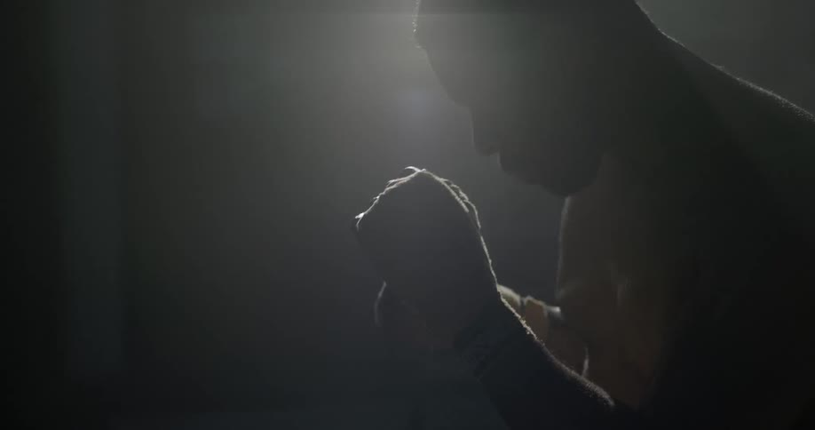 A man punches the air