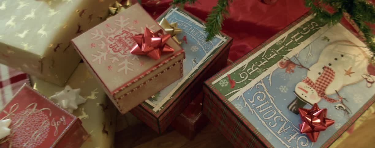 Presents are all around the christmas tree