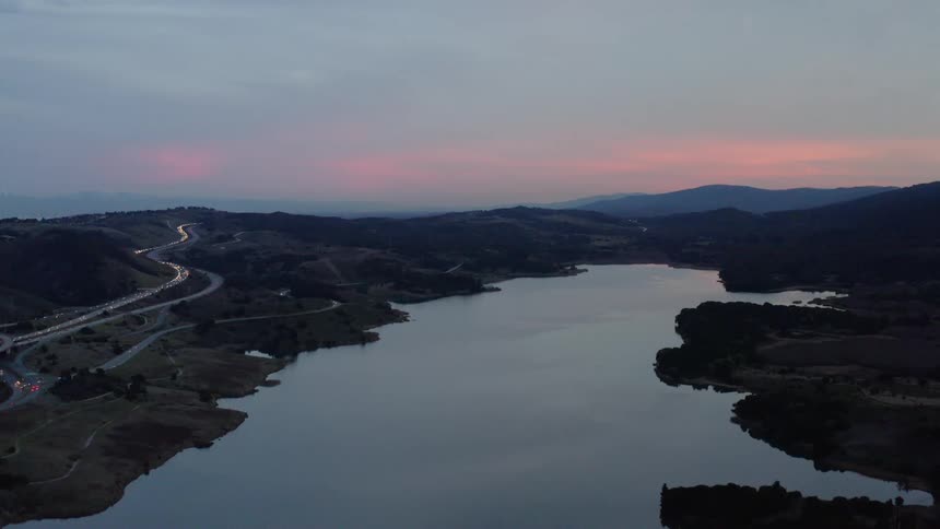 An aerial view of a landscape is displayed
